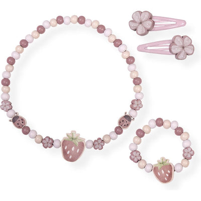 Petite bijoux en bois hollandais Ensemble de fraises, 4dlg.