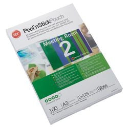 Pochettes de plastification Gbc a3 autocollantes 2x125microns - paquet de 100 pièces