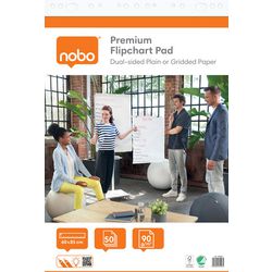 Papier paperboard premium Nobo en rouleau - 50 feuilles de papier recto-verso vierge ou quadrillé - 60x85cm - 90 grammes