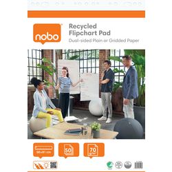 Papier paperboard recyclé Nobo en rouleau - 50 feuilles de papier recto-verso vierge ou à carreaux - 58x81cm - 70 grammes