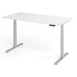 Bureau assis-debout vlxk6516 w s bois, métal gris clair, blanc
