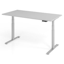 Bureau assis-debout vlxk6516 5 s bois, métal gris clair