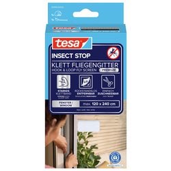 Tesa Insect Stop H L Moustiquaire Premium pour fenêtres - Moustiquaire avec Velcro résistant, amovible sans laisser de traces, découpée sur mesure - 120 x 240 cm - Blanc (intimité légère)