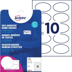 Badge nominatif Avery autocollant. zweckform ovale 85x50mm blanc amovible 200 étiquettes 20 feuilles jet d'encre