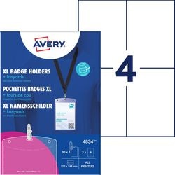 Avery 4834 jeu de cordons porte-badge - a6 105 x 148 mm 12 pièces 3 feuilles