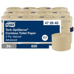 Papier toilette Tork sans noyau T7 roulé beige 2 épaisseurs