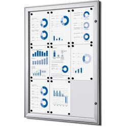 Tableau d'affichage verrouillable showdown scs9xa4 aluminium argenté