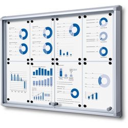 Tableau d'affichage verrouillable showdown scsl8xa4 aluminium argenté