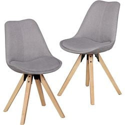 Chaise de salle à manger Wohnling bois, plastique, tissu style scandinave gris WL5029