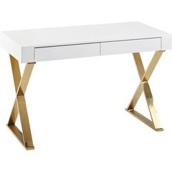 Bureau Ty Wohnling pied croisé rectangulaire blanc 1 180 x 570 x 760 mm mdf