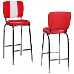 Tabouret de bar Wohnling American diner rouge, blanc 110 kg 400 x 380 x 1.100 mm