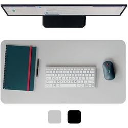 Leitz grand sous-main en cuir 70x36 cm - cuir recyclé - antidérapant - pour clavier souris - gris