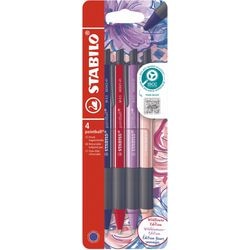 Stabilo pointball - stylo à bille - naturecolors wildflower - rechargeable - étui de 4 couleurs