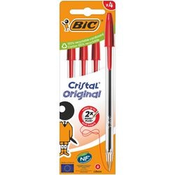 Stylo bille bic rouge cristal original