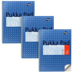 Bloc de lecture pukka métallisé à carreaux bleu 150 pages 3 pièces