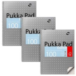 Bloc de lecture pukka métallisé à carreaux gris 100 pages 3 pièces