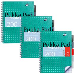 Bloc de lecture pukka métallisé à carreaux vert 200 pages 3 pièces