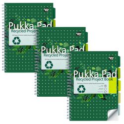 Bloc de cours pukka recyclé A4 à carreaux vert 200 pages 3 pièces