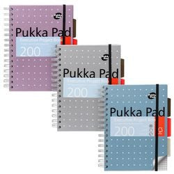 Bloc de lecture pukka métallisé a5 assortiment de couleurs à carreaux 200 pages 3 pièces