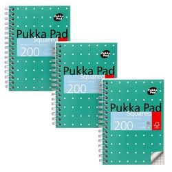 Bloc de lecture pukka métallisé a6 à carreaux vert 200 pages 3 pièces
