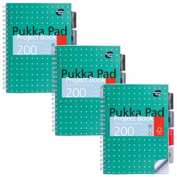 Bloc de lecture pukka métallisé b5 à carreaux vert 200 pages 3 pièces