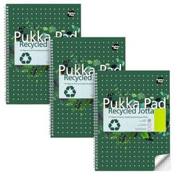 Bloc de cours pukka recyclé A4 à carreaux vert 110 pages 3 pièces