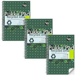 Bloc de cours pukka recyclé A5 à carreaux vert 110 pages 3 pièces