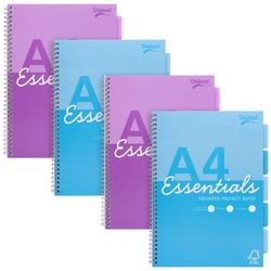 Bloc de lecture pukka essentials a4 assortiment de couleurs à carreaux 200 pages 4 pièces