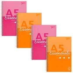 Bloc de lecture pukka essentials a5 assortiment de couleurs à carreaux 160 pages 4 pièces