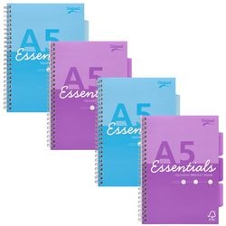 Bloc de lecture pukka essentials a5 assortiment de couleurs à carreaux 200 pages 4 pièces