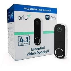 Sonnette vidéo sans fil Arlo 2k avec caméra, 1 sonnette, blanc