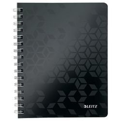 Carnet d'université leitz wow a5 à carreaux couverture souple perforé noir