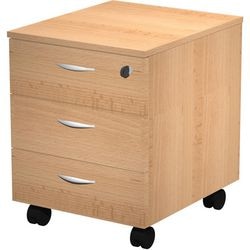 Caisson à tiroirs Viking basic marron, 3 tiroirs verrouillables en mélamine hêtre