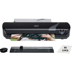 Plastifieuse Gbc inspire+ - noir - a4 - 125 microns avec kit hobby, incl. 1 arrondisseur de coins, 1 machine à découper les rouleaux de papier et un pack de démarrage avec 5 pochettes de plastification A4.