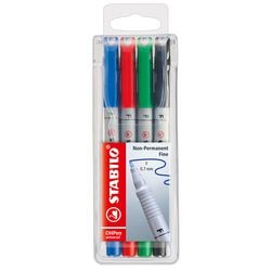 Abi marqueur aérien stlo ohpen assortiment de couleurs universel fin 4 pièces