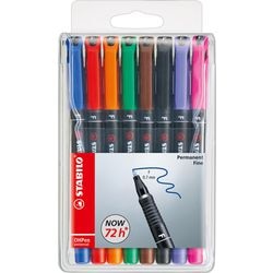 Marqueur permanent fin Stabilo ohpen en étui - 8 pcs.