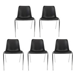 Chaise visiteur viking iris noir chrome empilable 5 pièces