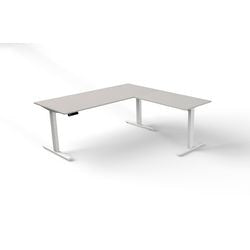 Bureau assis-debout Kerkmann Move 3 en forme de L gris clair