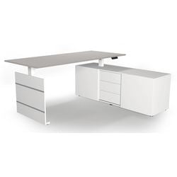 Bureau assis-debout Kerkmann Move 3 d'angle gris clair