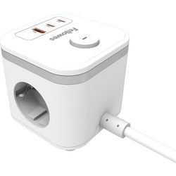 Multiprise Fellowes power cube - type f - 3 prises + 2x USB-C USB-A - rallonge 2m - avec interrupteur - gestion des câbles de bureau