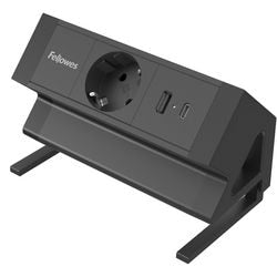 Fellowes ampra power desk – alimentation en saillie pour bureau – 1x prise + USB-A USB-C – pince de bureau 10–45 mm – câble 2 m – 5 ans de garantie