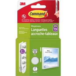 3m 1075969 - cadre photo command bandes m blanc 4 paires | 12 pièces