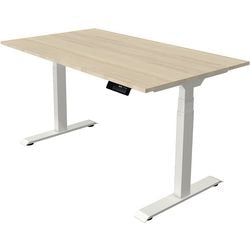 Bureau assis-debout Kerkmann move 1 érable stable, blanc 1270 mm x 1400 mm