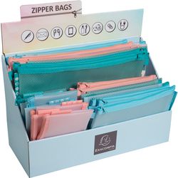 Présentoir sacs à fermeture éclair exacompta 37110e chromaline pastel a4, a5, a6