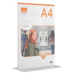 Tableau d'information pour cadre d'affichage sur pied Nobo premium plus a4 - double face - acrylique transparent