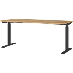 Bureau assis-debout germania 7909-593be chêne de Navarre, piètement en T noir