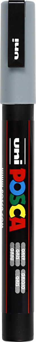Marqueur Posca Uni-Posca, AFM PC-3M, épaisseur de ligne 0,9-1,3 mm, fin, gris, 1 pièce