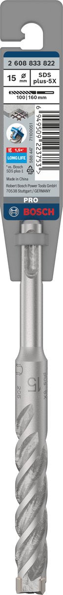 Bosch pro sds plus-5x marteau perforateur, 15x100x160mm