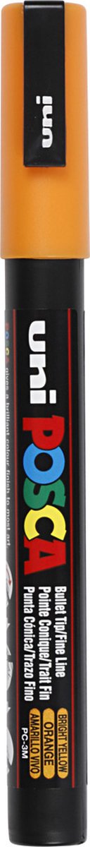 Marqueur Posca Uni-Posca, AFM PC-3M, épaisseur de ligne 0,9-1,3 mm, fin, jaune vif, 1 pièce