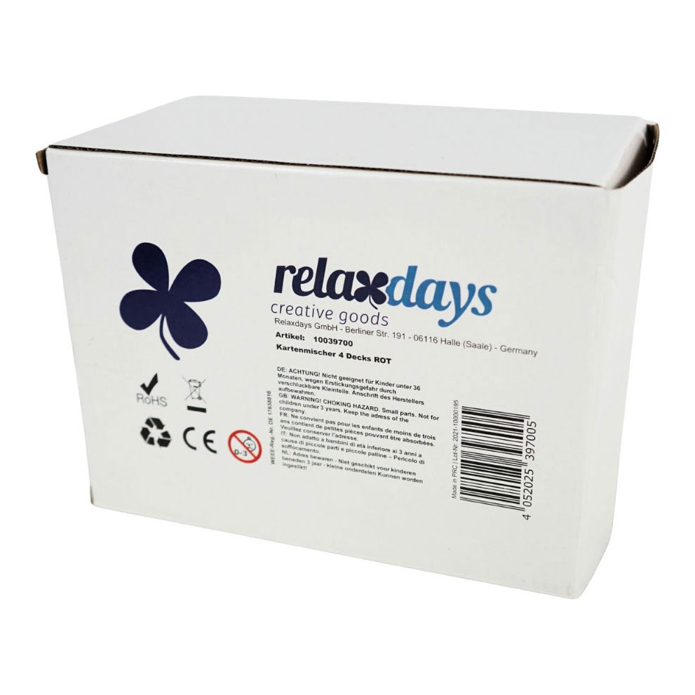 Mélangeur de cartes à batterie Relaxdays rouge 4 jeux | 6 pièces
